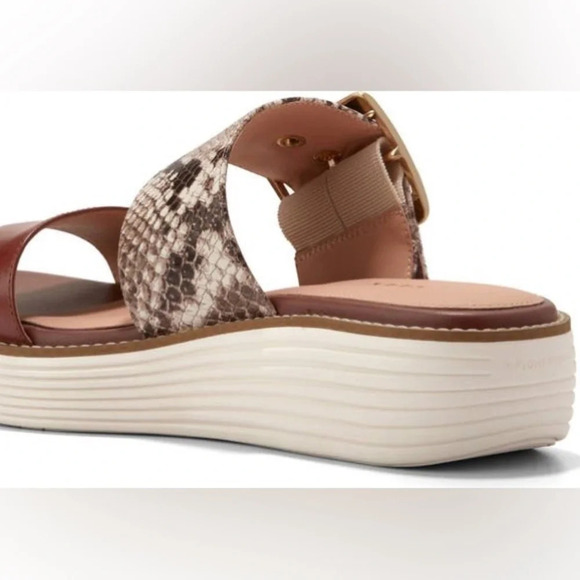 NWT Cole Haan Sz 7.5 Sand Dollar Snake Print Leather Grand Platform Sandals - Picture 5 of 16